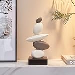 FJS Sandstone Statue Home Decor for Living Room, Modern Resin Stone Sculptures for Coffee Table Decor, Gray and White Statue for Shelf Bookshelf Decorations, Gifts for Good Luck, Health, Strength - Image 2
