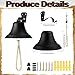 Otoolling 2 Set Hanging Dinner Bell Outdoor & Indoor Metal Bell with Wall Bracket Wall Mounted Vintage Hanging Ring Suitable for Home Farmhouse Doorbell Boat Dog Potty Training or Church(Black)
