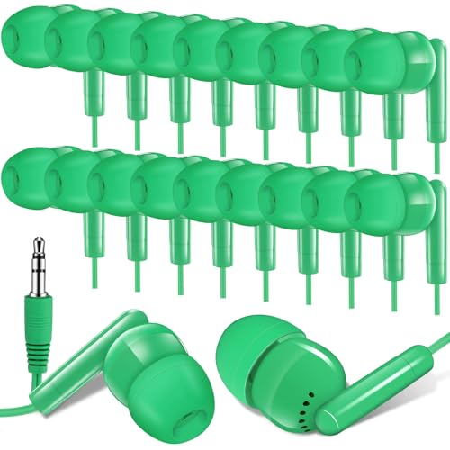 Image of Kanayu 100 Pack Earbuds Bulk for Classroom School 3.5mm Wired,Green