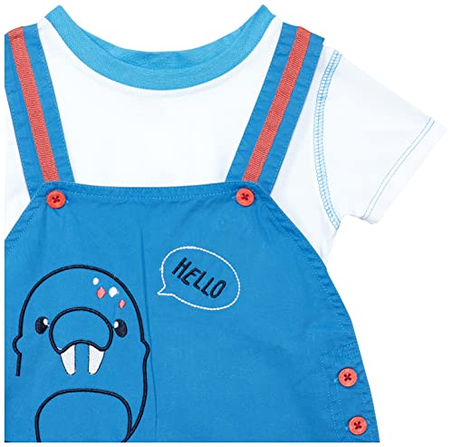 Image of miniklub Infant Boys Blue & White Solid Dungaree Set