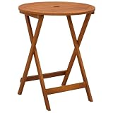 vidaXL Table de Jardin Pliable Table de Terrasse Table de Salle à Manger d'Extérieur Meuble de Patio Ø60x75 cm Bois d'Eucalyptus Solide