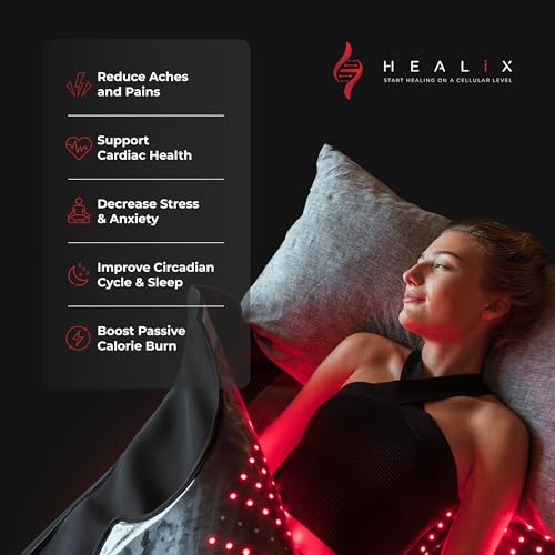 Healix Infrared Sauna Blanket Zero EMF – Portable Home Sauna Blanket for Detox & Weight Loss | Far Infrared Heating, VOC-Free, Adjustable Temp (77–176°F), Carbon Fiber Heating & Zipper Seam