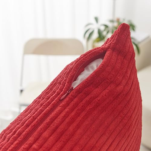 image for Home Brilliant Red Pillow Covers 18x18 Decorative Corduroy Plush Throw