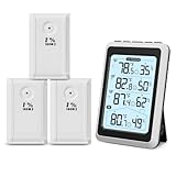 ORIA 3 Sensor Wireless Indoor Outdoor Thermometer Hygrometer, Digital Temperature Humidity Monitor with Backlit Display, Min/Max Records, Celsius/Fahrenheit Switch for Home, Garden, Greenhouse