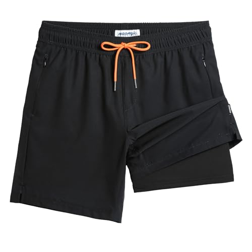 Image of maamgic 2 in 1 Mens Swim Trunks 7 Inch Swim Shorts Swim Suits Board Shorts