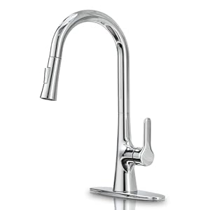 Kitchen Faucet with Pull Down Sprayer, Polished Chrome Kitchen Sink Faucet 1 or 3 Hole, High Arc Single Handle Spot Resist Stainless Steel Kitchen Faucets for Farmhouse Camper Laundry Rv Bar