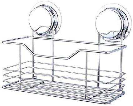 Ecoart Shower Caddy Bath Deep Shelf Rack Organiser for Laundry Kitchen Bathroom No Drilling/Drilling 2 way to install for all surface Rust free Strong Suction Cups(Stainless Steel,Medium Size)