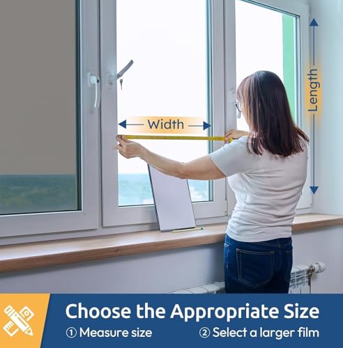 Image of WALLMATE Window Privacy Film Static Cling Removable, UV Sun Heat Blocking Reflective Glass Sticker for Home & Office (Black Film, 20x80 in)