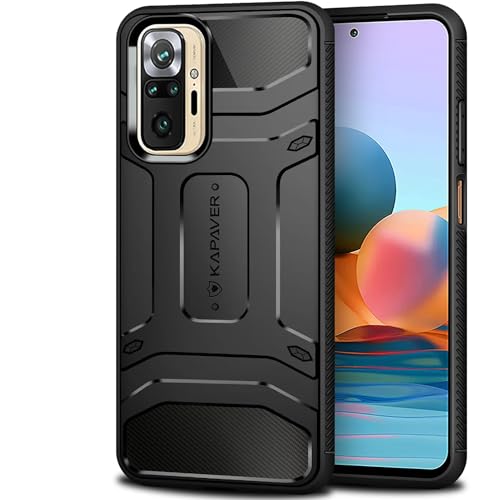KAPAVER TPU, Plastic Rugged Back Cover for Redmi Note 10 Pro/Redmi Note 10 Pro Max MIL-STD 810G Officially Drop Tested Solid Black Shock Proof Slim Armor Patent Design (Rugged | Black)