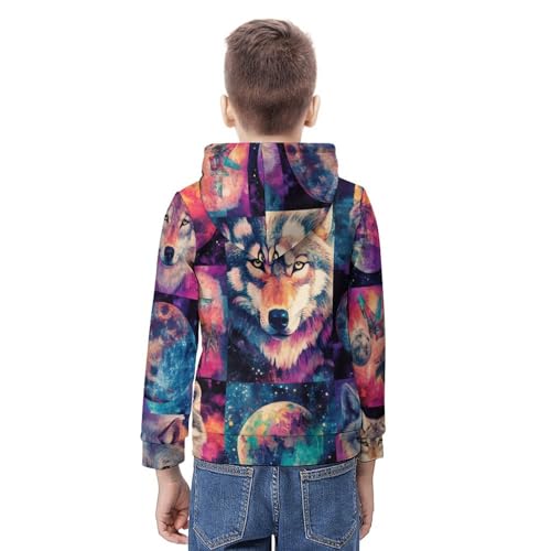 Pull à capuche loup enfant WolfHoodies vêtement manches longues taille L