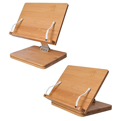 Faotur Book Stand For Reading, Adjustable Holder With 360° Rotating Base & Upgrade Page Clips, Foldable Desktop Ricer For Cookbook,Sheet Music,Laptop,Recipe,Textbook,Hands Free (M) #TOP2