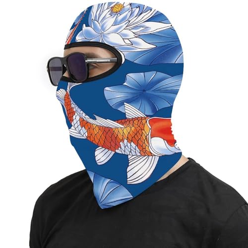 Pasamontaña para hombre y mujer con estampado de flores y peces, máscara facial para motocicleta, gorro calentador de cuello miniatura 4