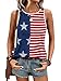 Women's 4th of July Tops Red White and Blue Patriotic Shirts American Flag Colorblock Tank Top (Colorblock,XL)