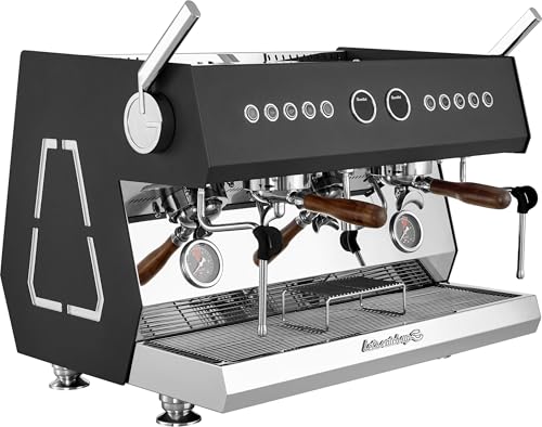 Image of Commercial 2-Group Volumetric Espresso Machine for Restaurant and Cafe Use, Stainless Steel and Copper Construction, 220V, Dark Gray