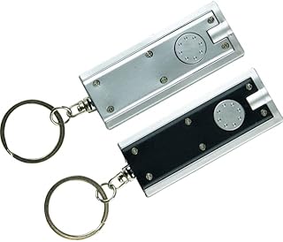 JKG 2 x Small Keyring LED Torches - Visible Up to 2KM - Super Bright Pocket Mini Torch Light for Key Chain - Everyday and Emergency use | Kid & Adult Torch | Powerful Small Torch (1 Black & 1 Silver)