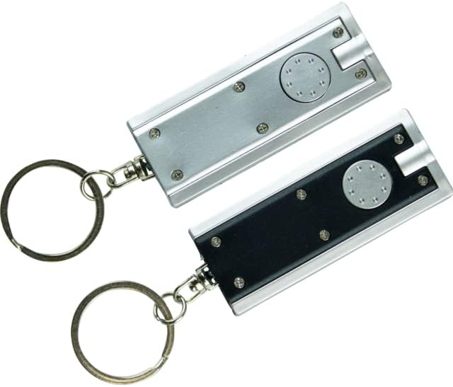JKG 2 x Small Keyring LED Torches - Visible Up to 2KM - Super Bright Pocket Mini Torch Light for Key Chain - Everyday and Emergency use | Kid & Adult Torch | Powerful Small Torch (1 Black & 1 Silver)