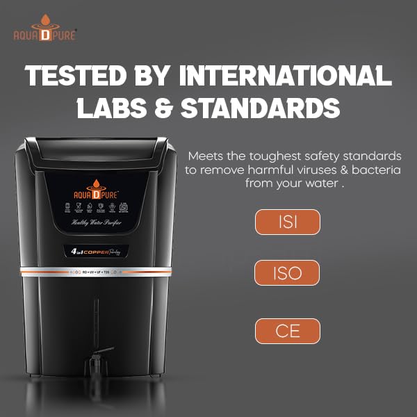 Image of AQUA D PURE Copper RO Water Purifier | RO+UV+UF+TDS Filtration | Advanced Copper Technology | 12 Liter Capacity Water Purifier for Home & Office inch