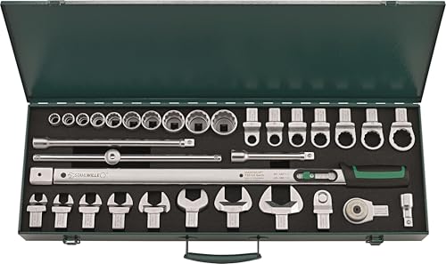 STAHLWILLE 730R/40/32 Quick Drehmomentschlüssel-Satz 32 tlg. | 730/40 Quick 80-400 N·m mit 1/2 Einsteckknarre 735/20 | diverse Einsteckwerkzeug, Steckschlüsseleinsätze, etc. | im Stahlkasten