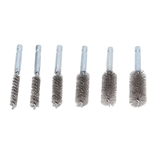 Image of Wire Brush Set Drill Brush 6pcs 4in Wire Brushes with 1 /4in Hex Shank (Steel Wire (Silver))