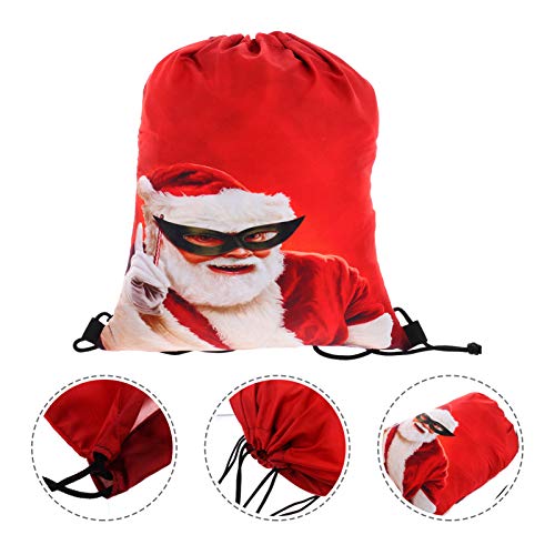 ABOOFAN 2 Pcs Saco de Doces Com CordÃ£o de Natal Com ImpressÃ£o de PoliÃ©ster Mochila Com CordÃ£o pa