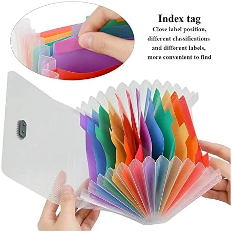 2 pcs Mini Document File, 13 Pockets Small Accordion File Organizer Plastic Expanding Ticket Folders Colored 24 Labels Index Case(7.1 x 4.45 x 1.1 inch)