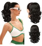 Flufymooz Ponytail Extension, 14 Inch Short Drawstring Ponytail Hair Extension for Women, Soft Sy...