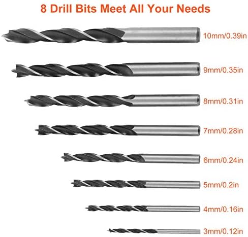 Wencheng 3/8 inch Hand Drill Manual Hand Crank Drill with 8pcs Drill Bit Set, Safe Double Pinions DesignHand Drill for Wood Plastic and Metal