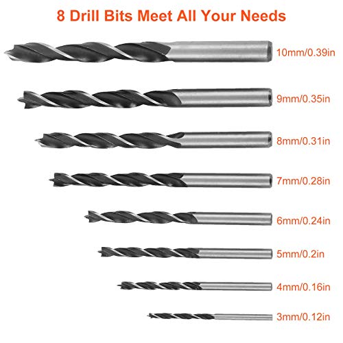 3/8 inch Hand Drill Manual Hand Crank Drill with 8Pcs Drill Bit Set, Safe Double Pinions DesignHand Drill for Wood Plastic and Metal thumbnail 3