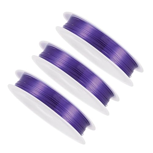 Cocud Alambre De Cobre, Calibre 26 De 0.4mm De Diámetro Y 9m De Longitud, Alambre De Cobre Inoxible Para Bisutería Suave Morado, 3 Piezas
