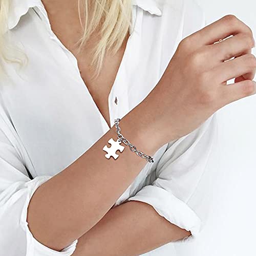 Vnox Personalized Customized Puzzle Piece Bracelet Set Of 4 Link Bracelet For Best Friend Bff Family Love/Friendship Jewelry Gift Sets #TOP3