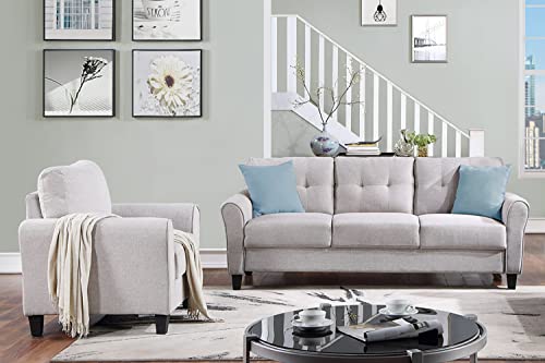 Tfjs Simple Elegant Living Room Sofa Set Linen Upholstered Couch Furniture For Home Or Office (1+3 Seat) Comfortable (Color : Light Grey+1+3) #TOP2