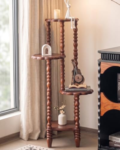 NKGIAG 4-Tier Solid Wood Corner Shelf