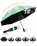 Chakipee Parapluie Pliant inversé Compact Anti UV- Parapluie Femme Automatique Resistant Vent, Parapluies de Voyage Portables, Revêtement en polyester 210T, Portée 106 cm, 8 Sections