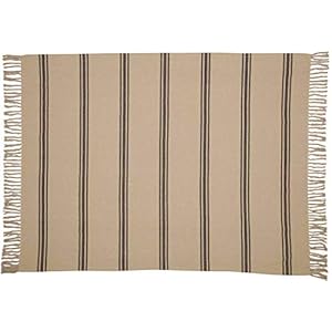Piper classics mill house stripe black woven throw 70 l x 55 w oversized blanket farmhouse primitive grain sack stripe bedding beige black  urban country home decor