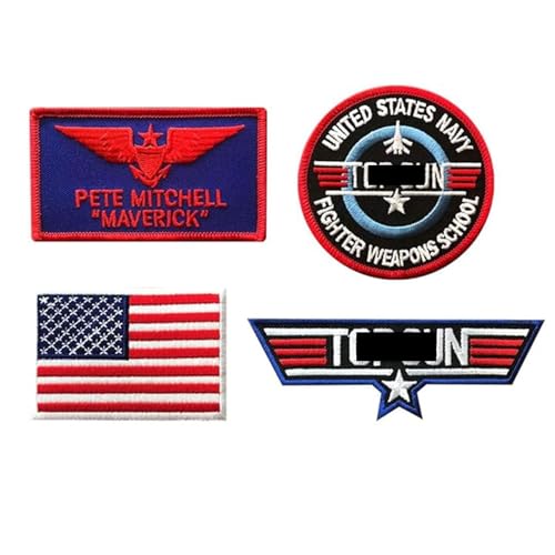 Pete Mitchell Mavrick Patch [4PC Bundle -Iron on sew on-Blue]