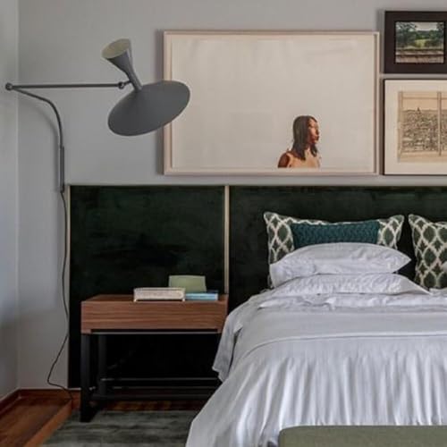 Applique murale industrielle grise inclinable avec cordon et prise pour chambre