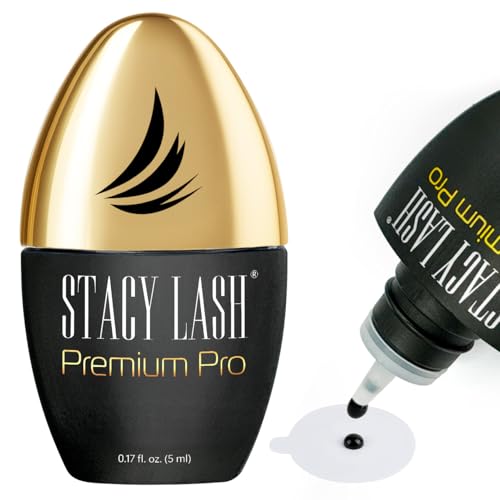 STACY LASH Premium Pro Eyelash Extension Glue 5ml 0.17 fl. oz./ Upgraded Low Fume Formula / 0.3 Sec Drying Time / 7 Week Retention/Extra Strong Black Lash Adhesive/Lash Tech Supplies