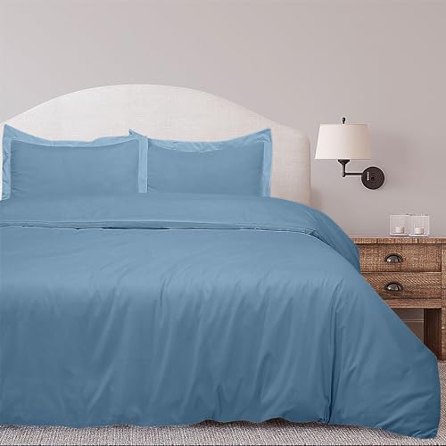 Image of ROYALE LINENS Lake Blue Duvet Cover Full Size - 3 Piece Bedding Comforter Covers - Zipper Closure - 1 Full Duvet Cover 80x90 inches and 2 Pillow Shams - No Comforter Included
