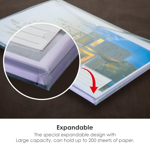 Image of Polen 12 Pcs A3 Size Folder with 20 microns Professional Expanding Transparent File (Specially for Architecture documents and Paintings) White Transparent Sheet, Big Size Button Folder.