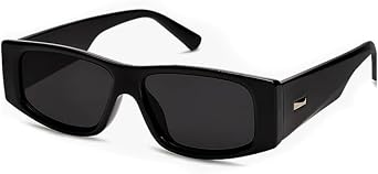 Retro Dark Black 80s 90s Stylish Luxury Y2K Rectangle Sun glasses for Women Men Trendy Fashion Small Narrow Shades Unisex Vintage Narrow Square Sunnies Sunglasses