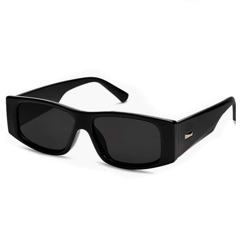 Retro Dark Black 80s 90s Stylish Luxury Y2K Rectangle Sun glasses for Women Men Trendy Fashion Small Narrow Shades Unisex Vintage Narrow Square Sunnies Sunglasses