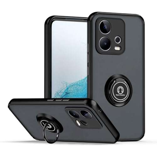 UPLAI Funda para Motorola Moto G72, Antigolpes Ultra Delgado Carcasa con Soporte Magnético Anillo, PC + Suave TPU Bumper Moda Escarchado Estuche Caso.(Negro)