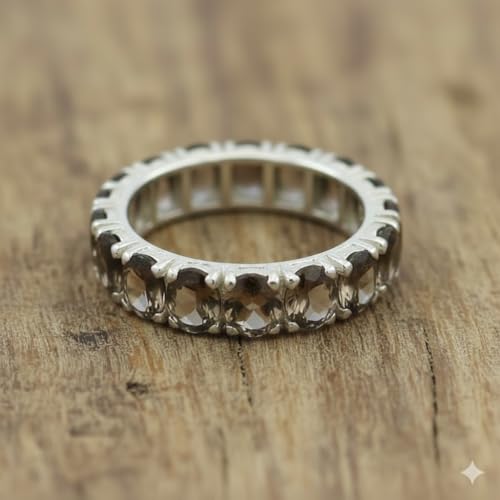 Image of 55Carat Choose Your Color Natural Gemstone Sterling Silver Band Ring Birthstone Friendship Love Size 5-13
