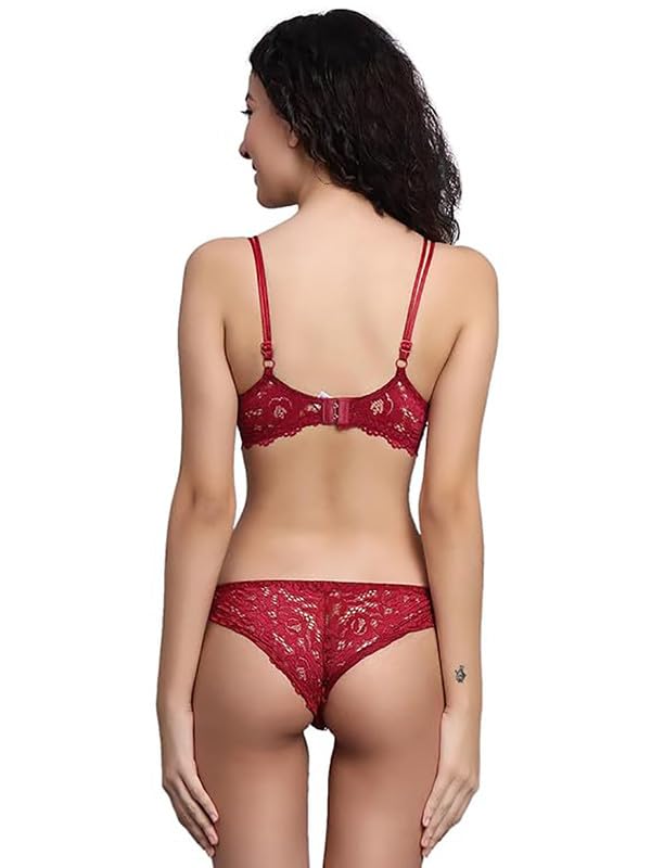 Image of Brachy Women's Charming Groovy Look Double Heavily Padded Underwired Push up Bra Panty Bridal Set-(BCA-NBPSW0222-Parent)