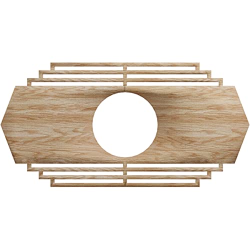 Ekena Millwork 26"W x 13"H x 6 7/8"ID x 3/8"T Chrysler Wood Fretwork Pierced Ceiling Medallion, Red Oak