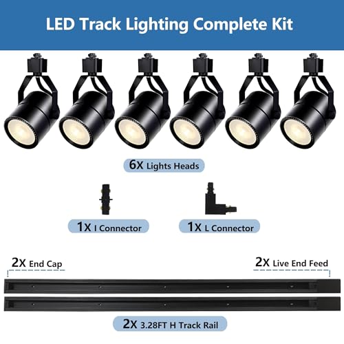 Image of Black H Type Track Lighting Kit 6000K Cold White