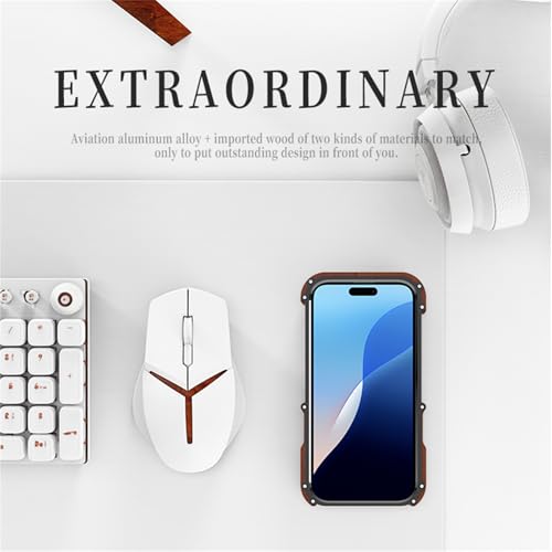 Funda iPhone 16 Pro Max de metal y madera que no bloquea la señal 3