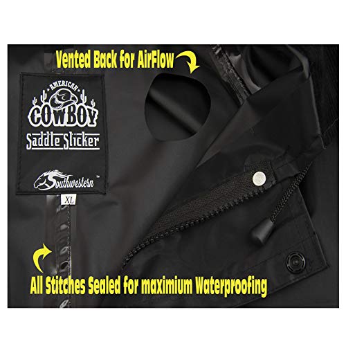Southwestern Equine American Cowboy Saddle Slicker Rain Coat Duster – 100% Waterproof Full Length Unisex4