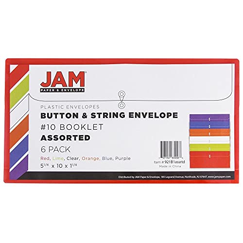 image for JAM PAPER Plastic Envelopes with Button & String Tie Closure - #10 Bus
