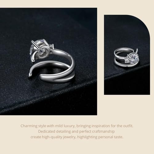 Moissanite boucle mono résolvant le manque de piercing avec clip double couche argent 925 - 5